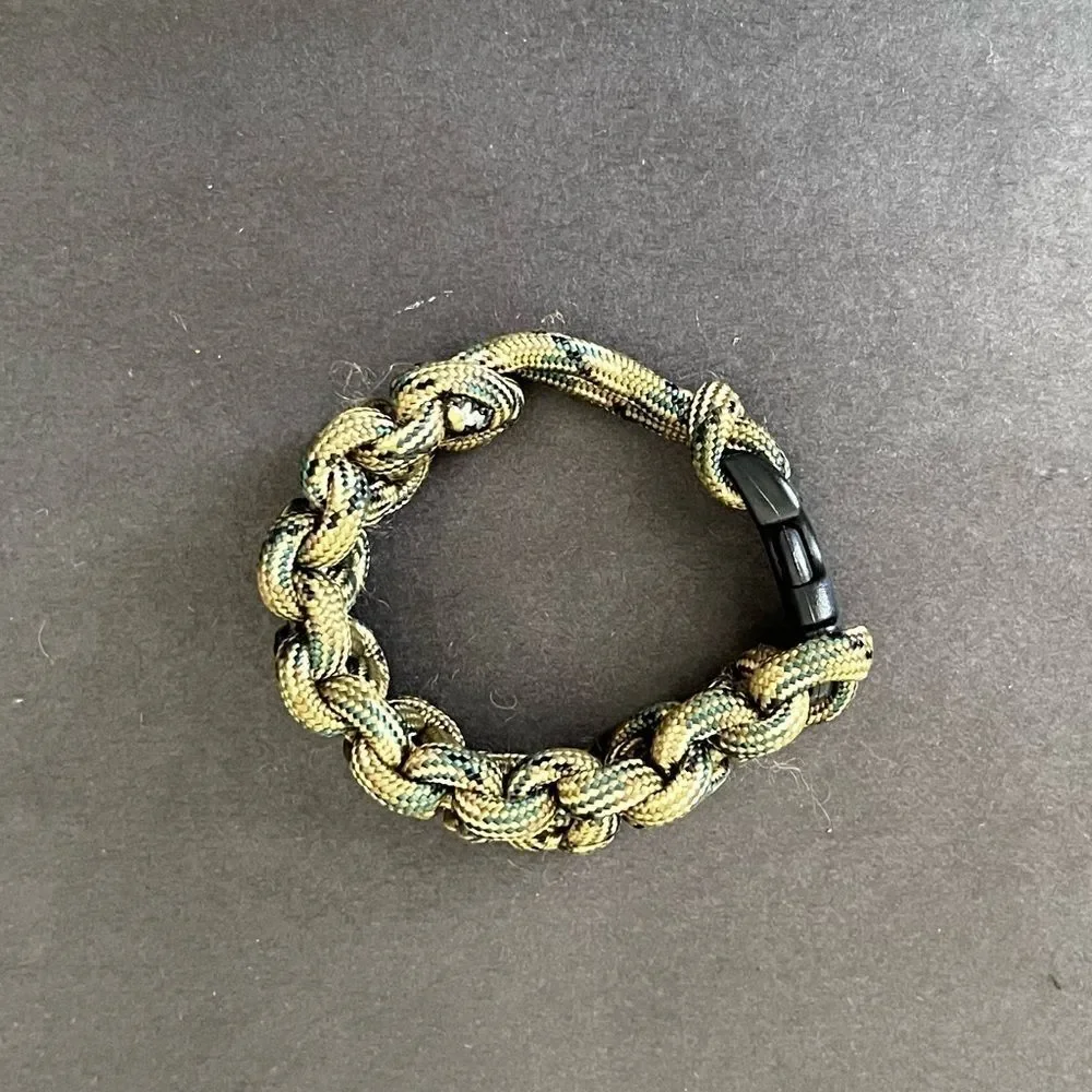 Paracord Bracelet Desert Camo w/ Buckle 8” - 8’ Of 550 Paracord - Made In USA -